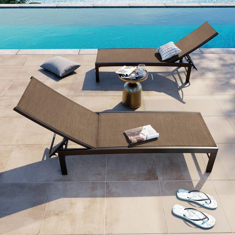 2pk Adjustable Aluminum Outdoor Chaise Lounges - Weather-Resistant, Easy-Care Patio Furniture - Crestlive Products: Rust-Resistant, Spot Clean