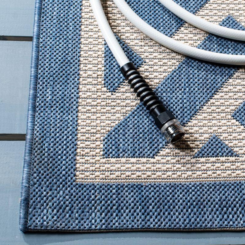 Courtyard CY6306 Power Loomed Indoor/Outdoor Area Rug - Blue/Light Beige - 6'7"x9'6" - Safavieh.
