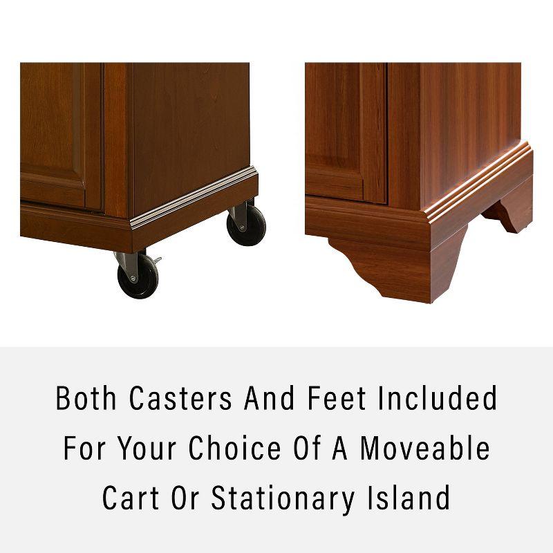 Crosley Lafayette Wood Top Full Size Kitchen Island/Cart Cherry/Natural: With Adjustable Shelves, Towel Bar, 5 Drawers