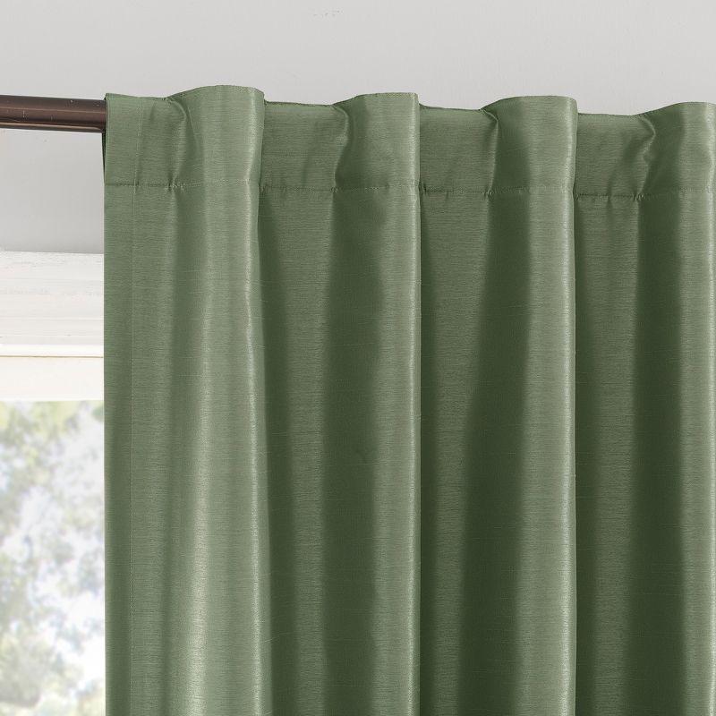 Faux Dupioni Silk Thermal Extreme 100% Blackout Back Tab Curtain Panel