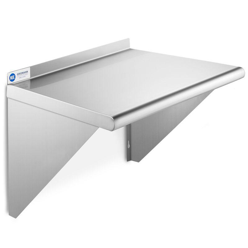 GRIDMANN 24"x18" NSF Certified Stainless Steel Kitchen Wall Shelf with Backsplash