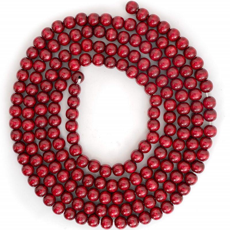 Cranberry Red Wooden Beaded Christmas Garland, 8.5 ft