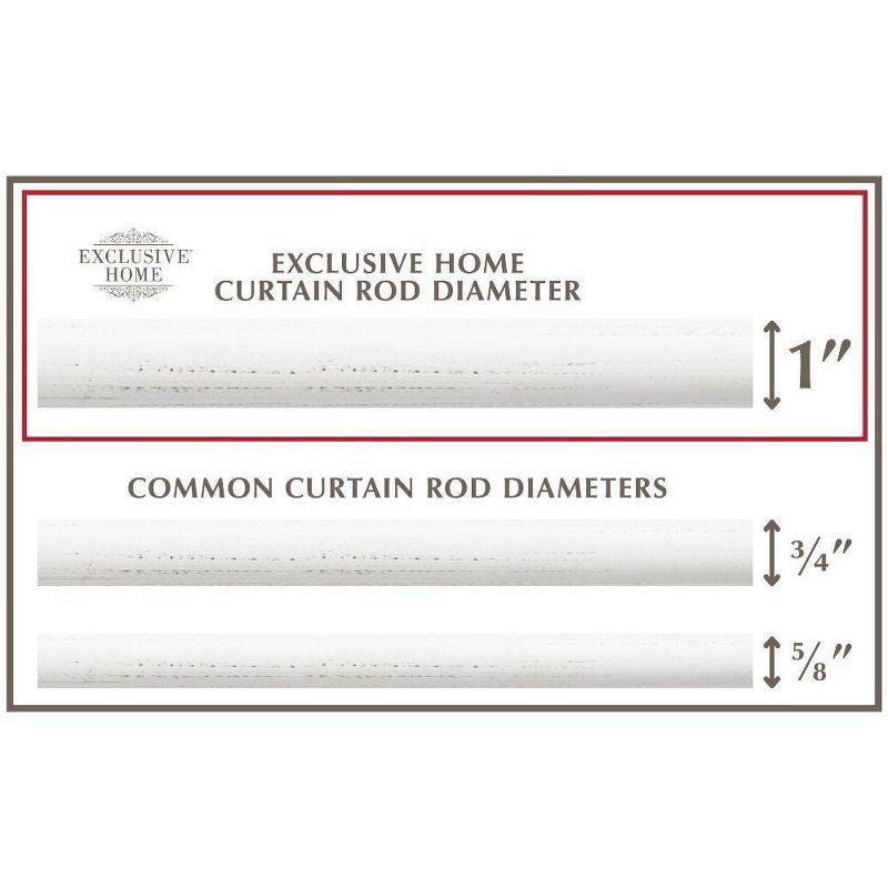 Distressed White Iron Adjustable Curtain Rod with Ribbed Finials