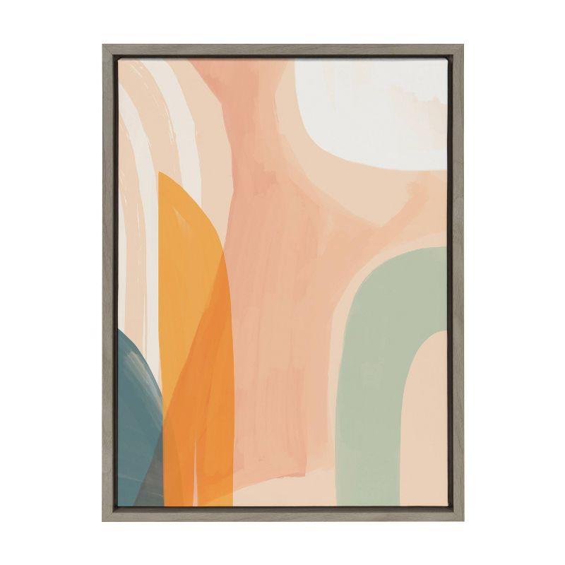 Sunrise Over Marrakesh Abstract Canvas Wall Art with Gray Frame