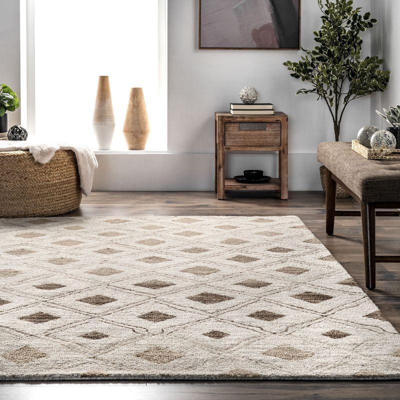 Arvin Olano x Rugs USA Trellis Wool Beige Area Rug