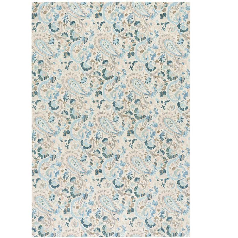 Ines Blue Hand Micro Hooked Wool Rug