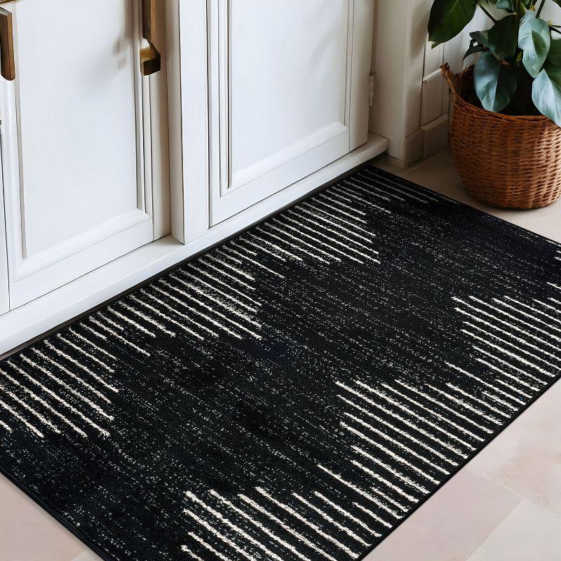 World Rug Gallery Area Rug Bohemian Stripe Jute Rug Carpets for Living Room Rugs for Sale - BLACK 2'7"x4'