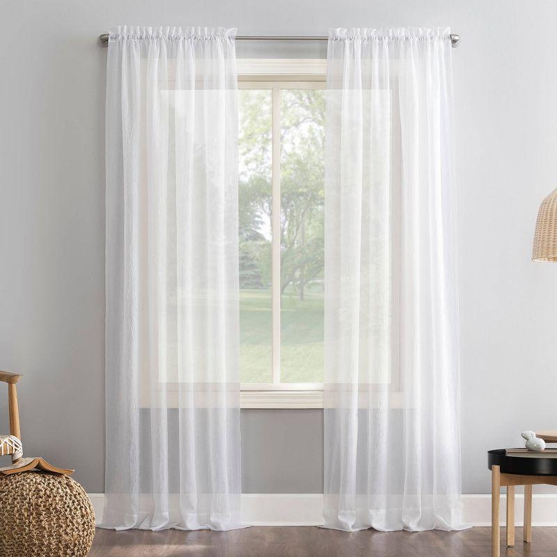 51" x 95" White Sheer Polyester Rod Pocket Curtain Panel