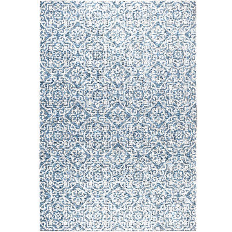 Nicole Miller New York Patio Country Danica Geometric Indoor/Outdoor Area Rug, Blue/Gray