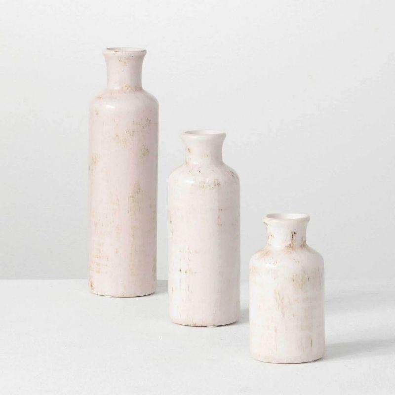 Sullivans Set of 3 Small Ceramic Bottle Vases 5"H  7.5"H & 10"H