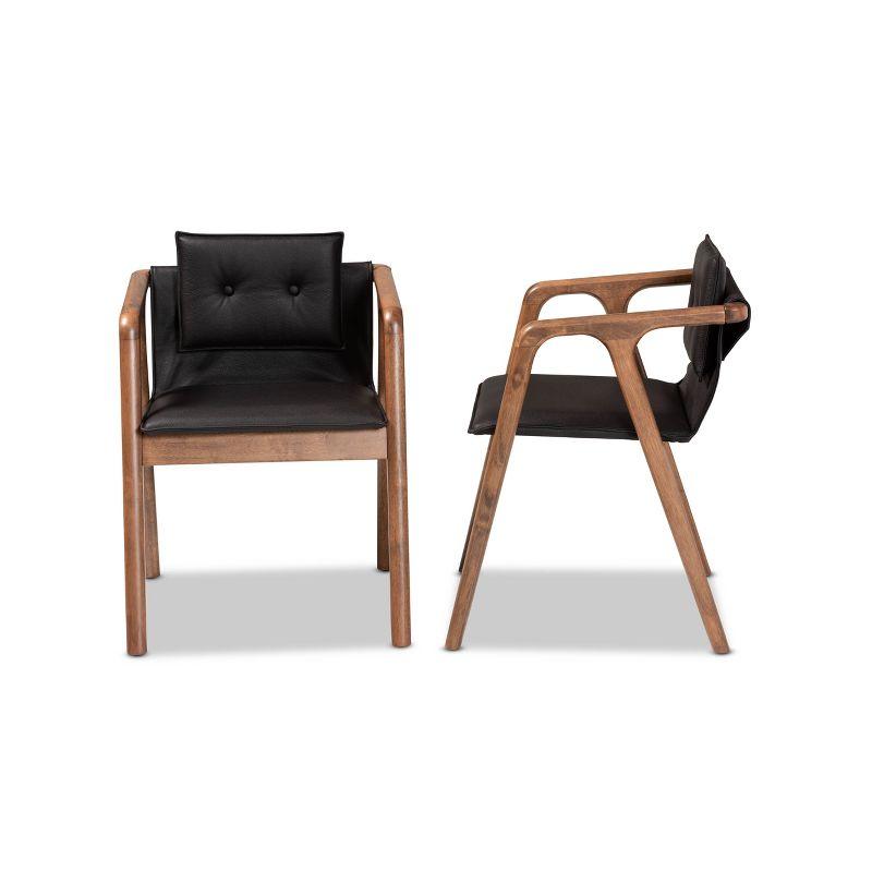 2pc Marcena Imitation Leather Dining Chair Set with Sloping Armrests - Baxton Studio