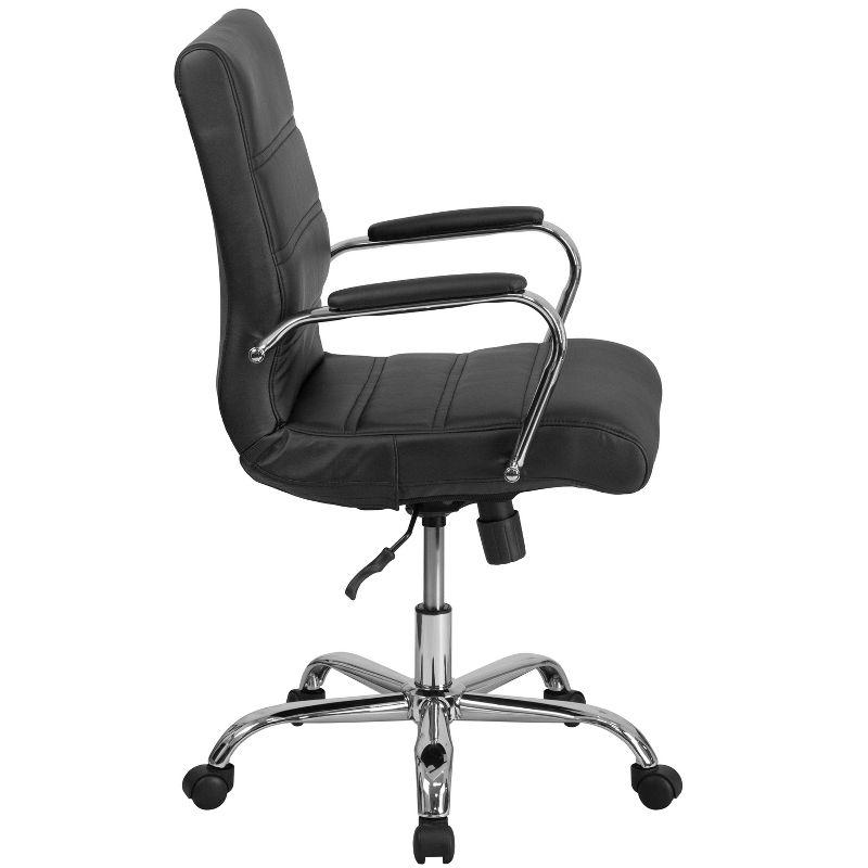 Mid-Back Black LeatherSoft Executive Swivel Office Chair with Chrome Frame