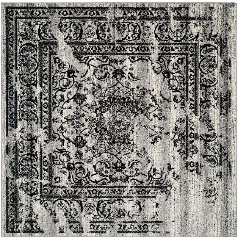 Adirondack ADR101 Power Loomed Area Rug - Silver/Black - 8'x8' - Safavieh.