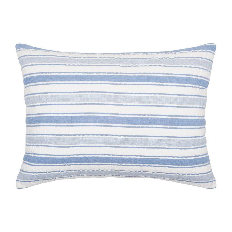 Santorini Blue and White Embroidered Cotton Euro Sham