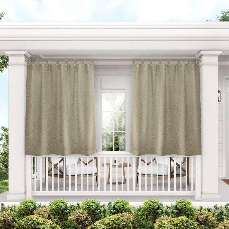 Taupe Polyester Light-Filtering Tab Top Curtain Panels, 54" x 63"