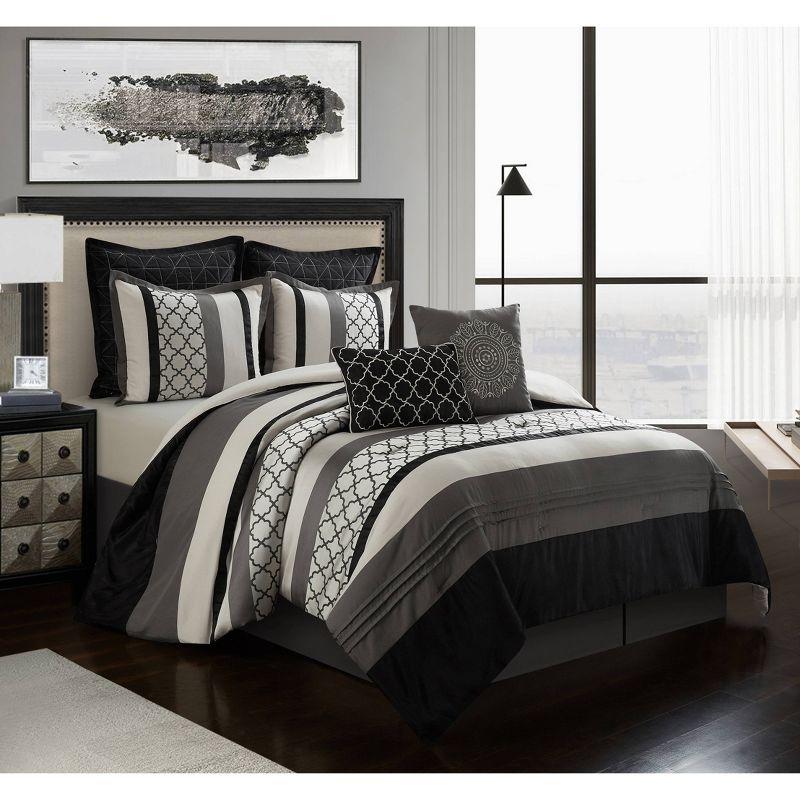 Nanshing 8pc King Avalon Comforter Set Black