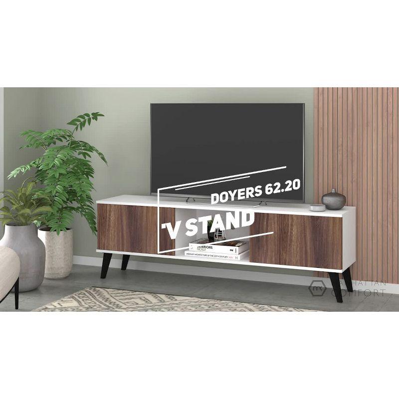 Doyers TV Stand for TVs up to 60" Brown - Manhattan Comfort: Entertainment Center with Open Shelves, Cable Management