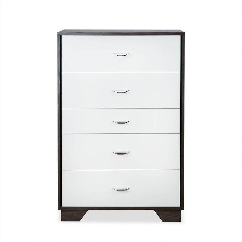 Acme Furniture 32" Eloy Decorative Storage Drawer White and Espresso: Wood Composite, 5-Drawer Organizer, Anti-Tip Hardware