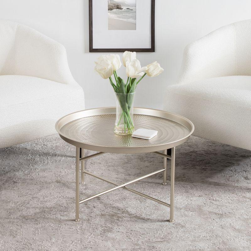 Mahdavi 26" Round Silver Metal Coffee Table