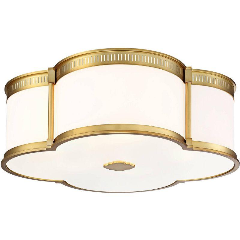 Liberty Gold Etched White Glass 22" LED Drum Ceiling Light