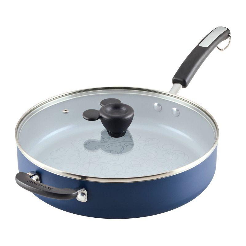 Blue 4.5-Quart Nonstick Aluminum Saute Pan with Lid and Helper Handle