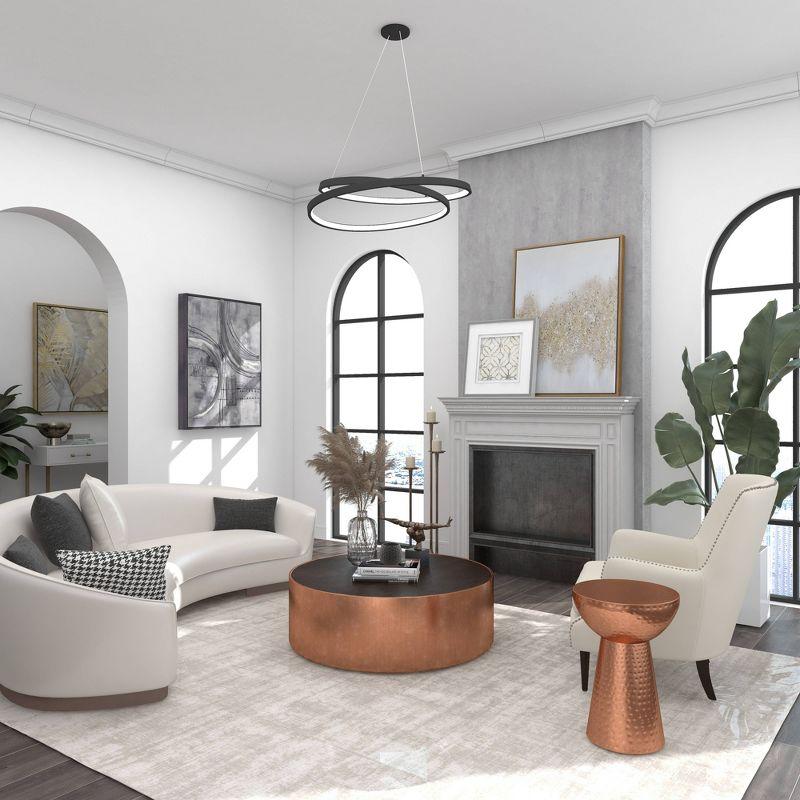 Ivy Bronx Dolina Metal Handmade Side End Accent Table with Hammered Design