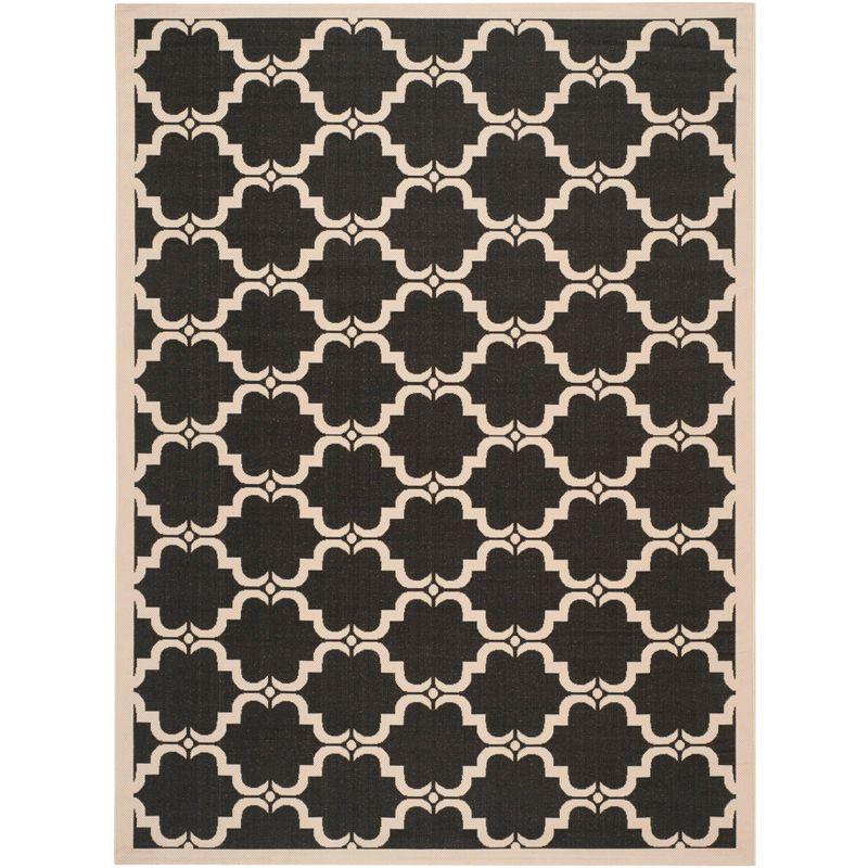 Courtyard CY6009 Power Loomed Indoor and Outdoor Area Rug - Black/Beige - 9'x12' - Safavieh