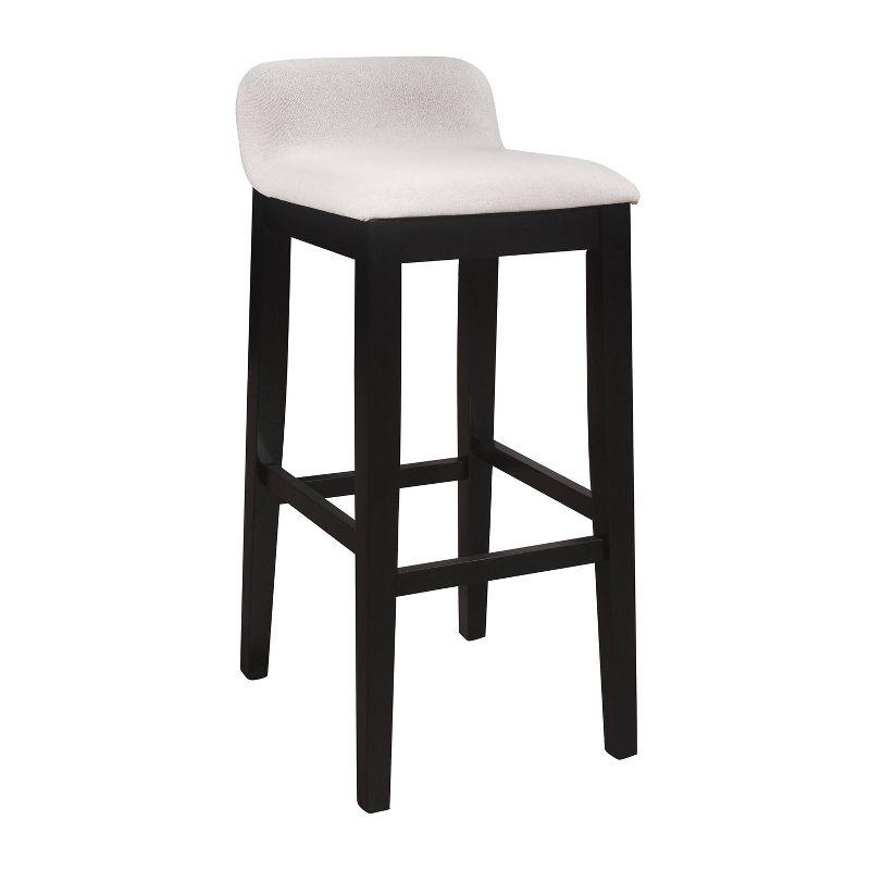 Elegant Maydena Black Wood Bar Height Stool with Beige Accents