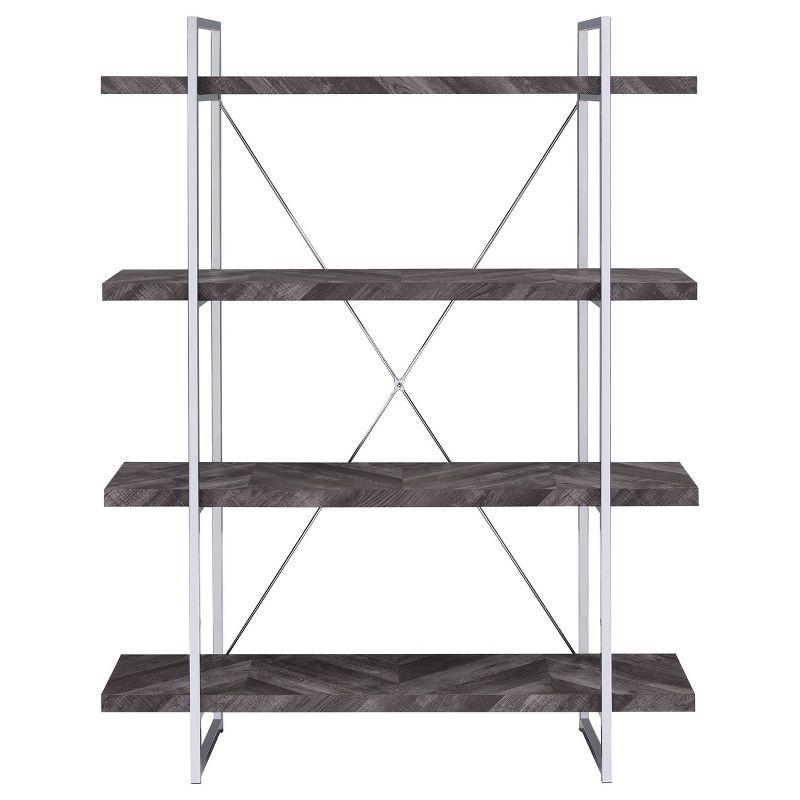 62.5" Grimma 4 Shelf Bookcase Rustic Gray - Coaster