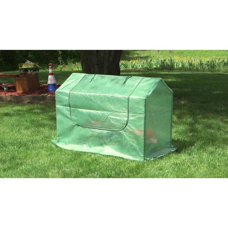 Sunnydaze Mini Greenhouse with 2 Zippered Side Doors - 2' x 2' - Green