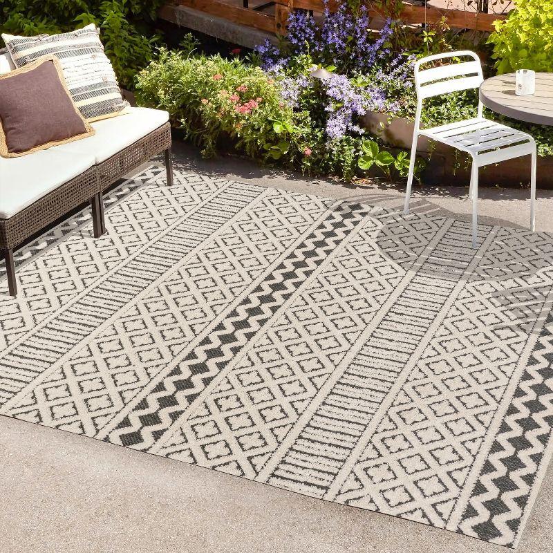 JONATHAN Y Ormond High-Low Modern Trellis Geometric Moroccan Indoor/Outdoor Area Rug