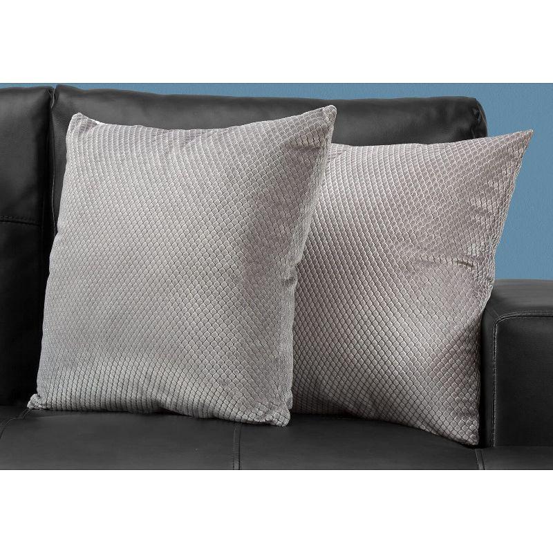 Monarch Specialties Pillows Set Of 2 18 X 18 Square Insert Included Decorative Throw Accent Sofa Couch Bedroom Polyester Hypoallergenic Grey Modern