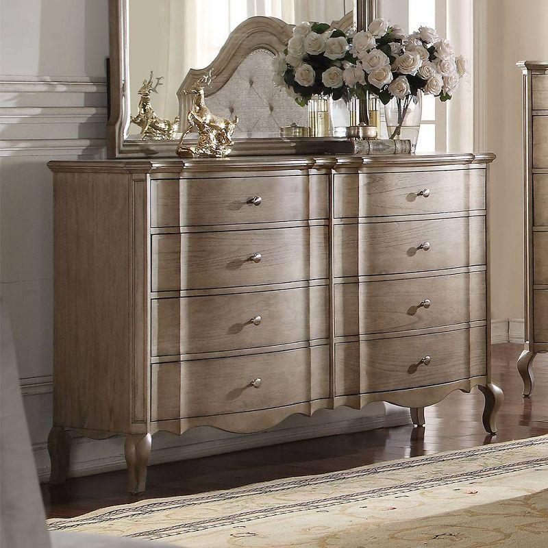 Acme Furniture 64" Chelmsford Dresser Antique Taupe: 8-Drawer Wood Storage for Bedroom, No Assembly Required