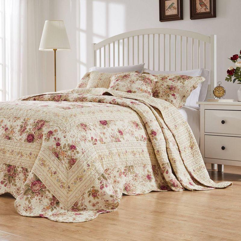 Antique Rose Cotton Reversible Quilt Set