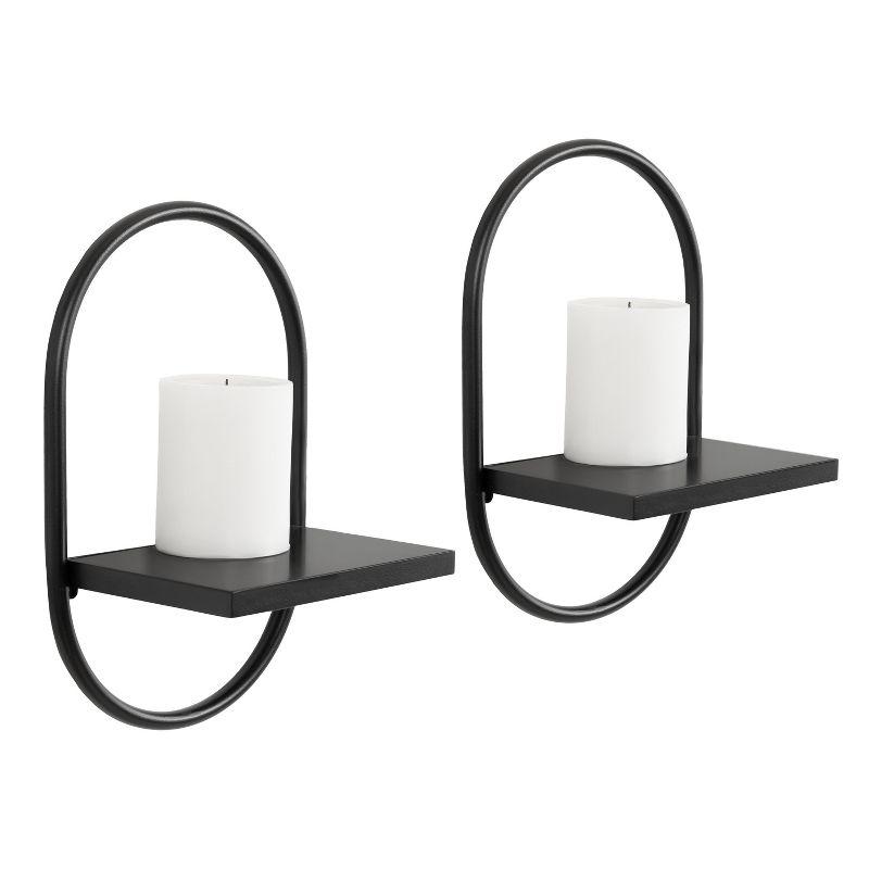 Set of 2 Olav Wall Shelf Set Black - Kate & Laurel All Things Decor