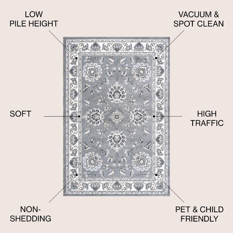 5'x 8' Cherie French Cottage Area Rug, Gray/Cream - JONATHAN Y