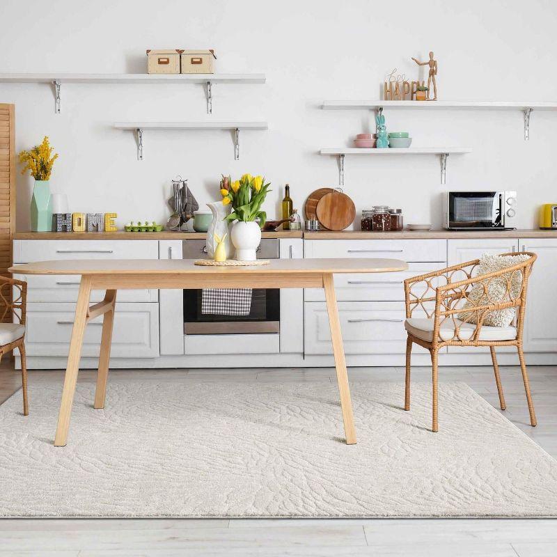 Luxe Weavers Modern Floral Indoor Cream 8x10 Area Rug