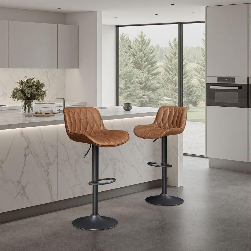 walsunny Swivel Upholstered Adjustable Height Counter Stool with Metal Frame (Set of 2)
