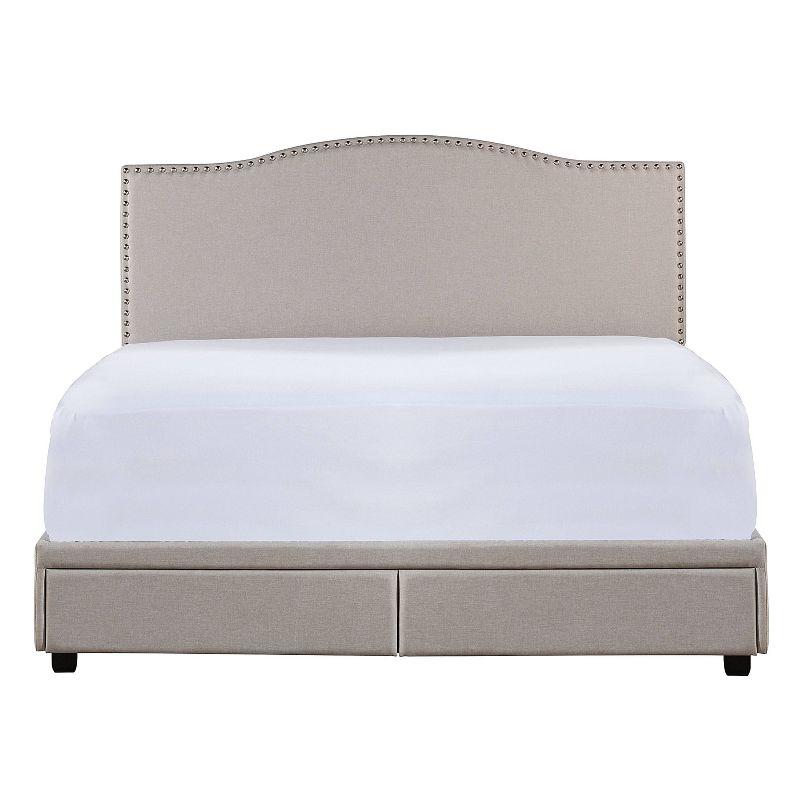 King Kiley Upholstered Storage Bed Gray - Hillsdale Furniture: Polyester, Foam-Filled, Wood Frame, Transitional Style