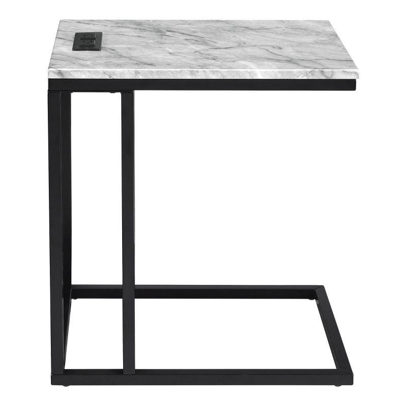 Norwich C Table with Power Port Black/White - OSP Home Furnishings: Side Service, Steel Frame, MDF Top