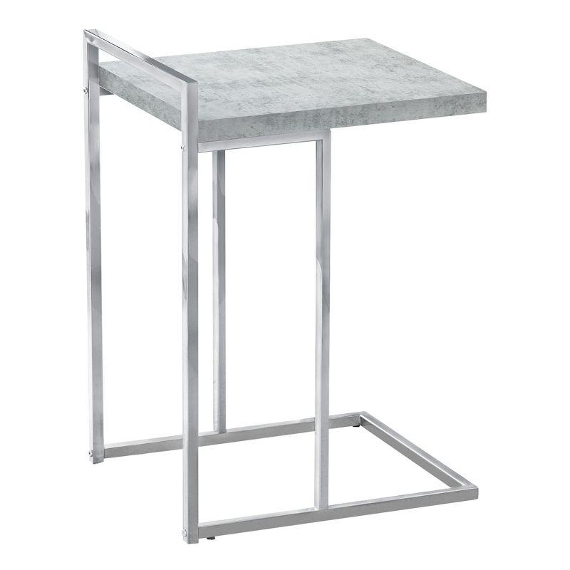 Monarch Specialties Accent Table C-Shaped End Side Snack Living Room Bedroom Metal Laminate Grey Chrome Contemporary Modern