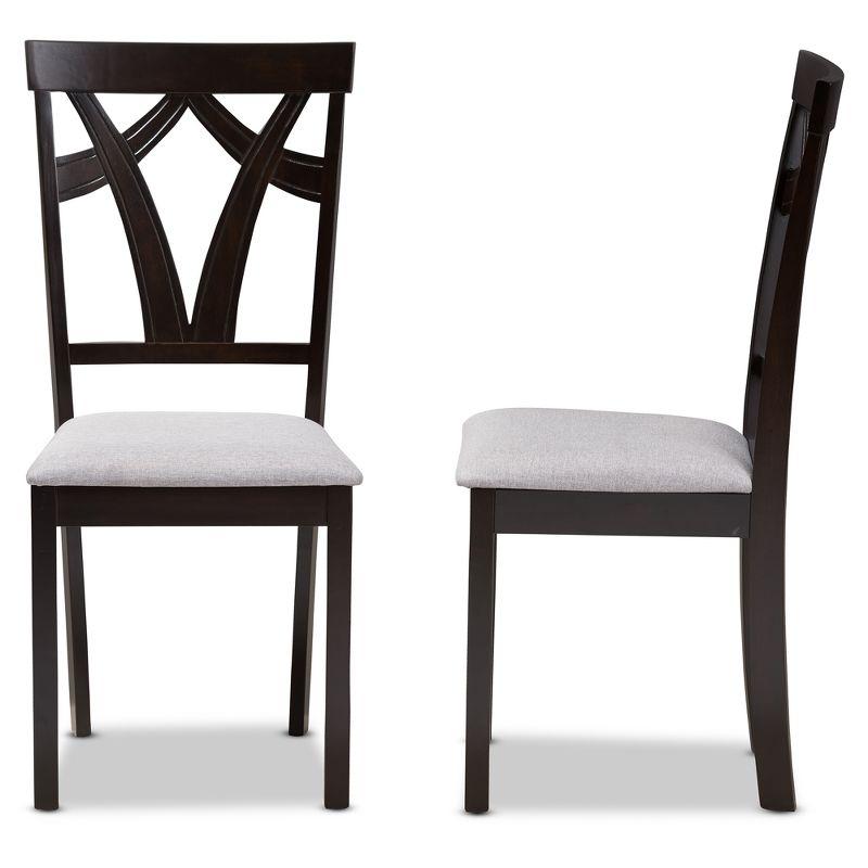 Set of 2 Sylvia Modern And Contemporary Fabric Upholstered And Finished Dining Chairs Gray/Dark Brown - Baxton Studio