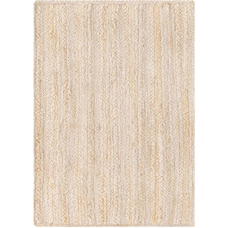 Unique Loom 2'x3' Braided Jute Dhaka White Indoor Area Rug