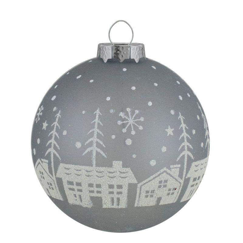 Gray and Clear Glass Ball Christmas Ornaments Set