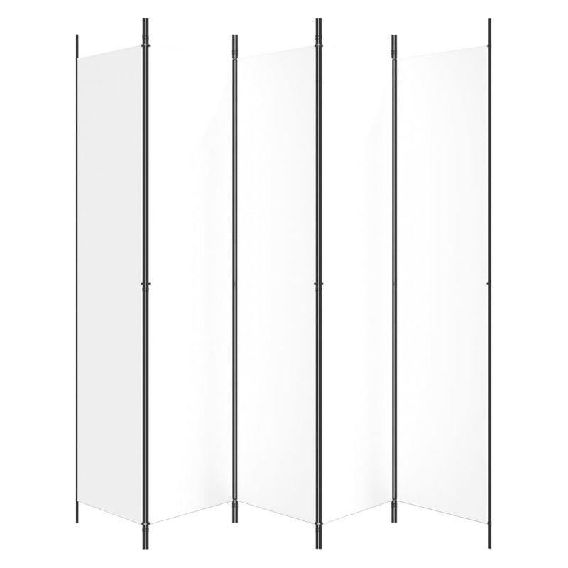 vidaXL 5-Panel Room Divider White 98.4"x86.6" Fabric