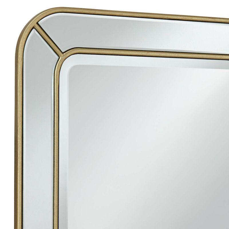 Possini Euro Design Rectangular Vanity Wall Mirror Modern Glam Beveled Edge Shiny Silver Leaf Frame 26" Wide for Bathroom Bedroom Living Family Room