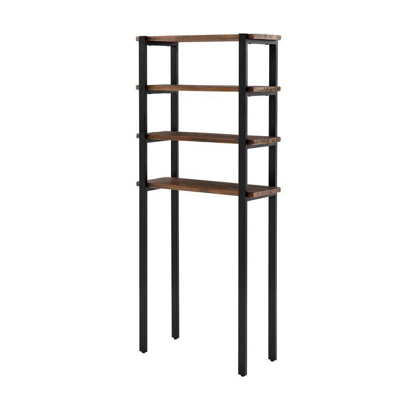 Pomona Black and Wood Over-the-Toilet 4-Shelf Storage