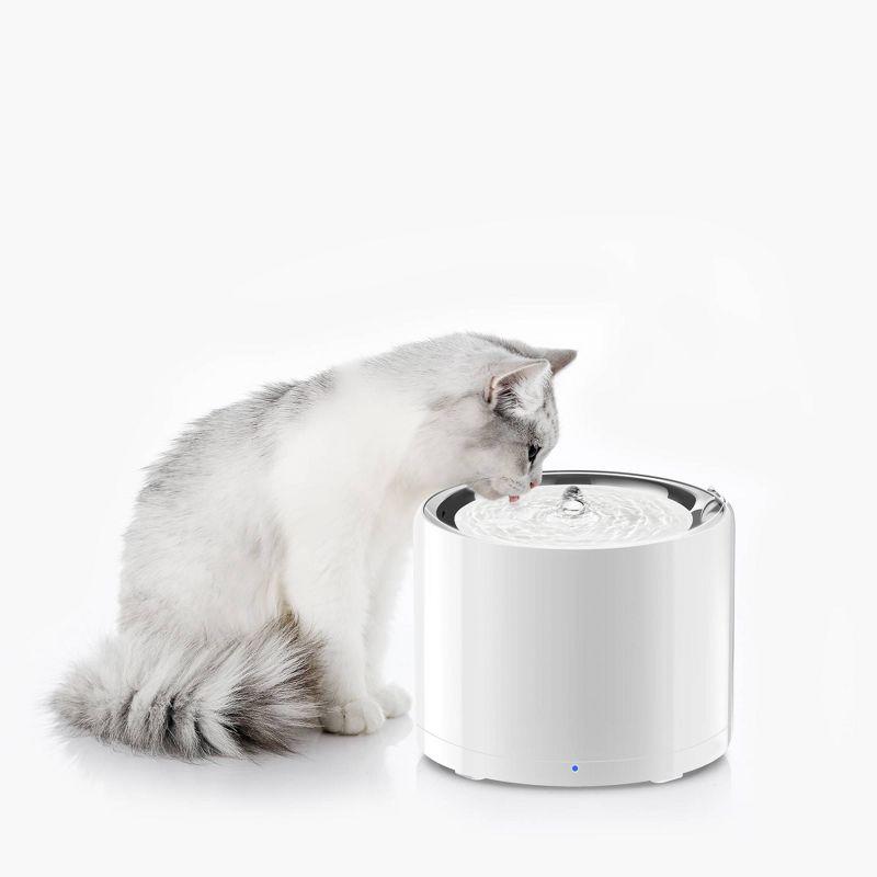 Stainless Steel Wireless Pet Water Fountain with LED Indicator