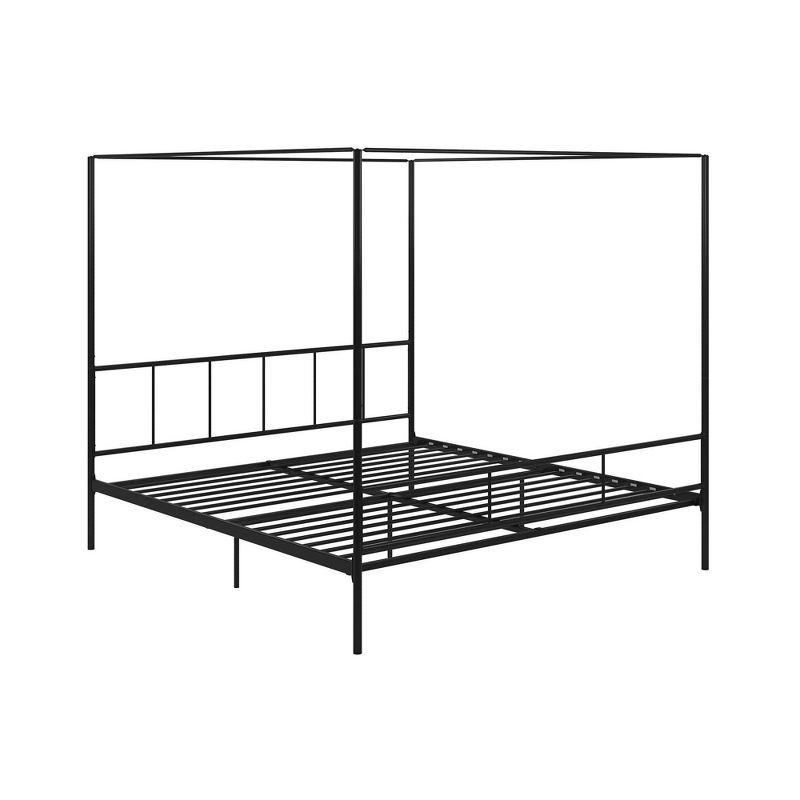 Marion King-Sized Black Metal Frame Canopy Bed with Headboard