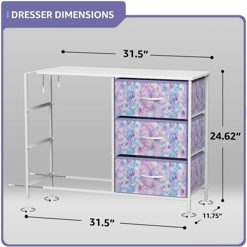 Sorbus 6 Drawers Dresser- Storage Unit with Steel Frame, Wood Top, Fabric Bins - for Bedroom, Closet, Office and more (Tie Dye Purple)